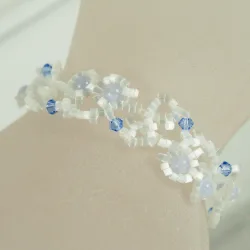 Bracelet M Rose Gold filled 14K - Arabesque Chalcedony-Satin white - Bracelet M Rose Gold filled 14K - Rose Gold filled 14K